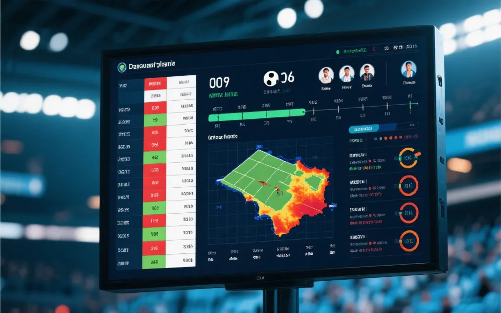 体育数据屏幕显示积分、净胜球与换人时间轴的可视化